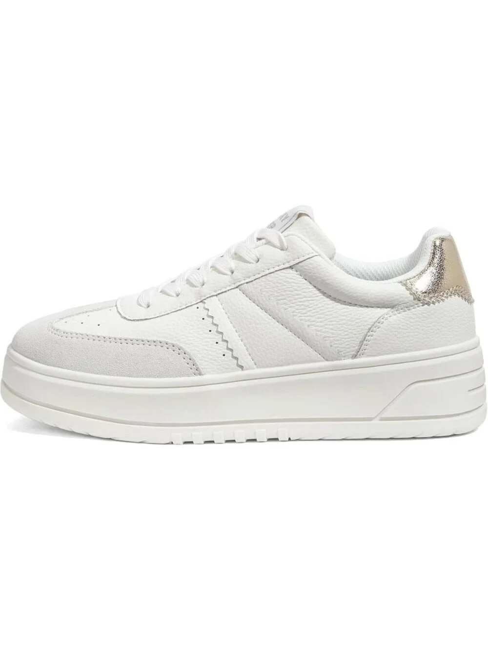 Women's White Lace Up Platform Thick Sole Comfortable Casual Fashion Sneakers